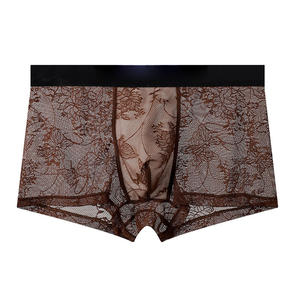 Boxer Shorts Modal - セクシーなメンズボクサーショーツメッシュ男性下着ランジェリートランク透明メッシュシースルーレースパンツ弾性男性のパンティー