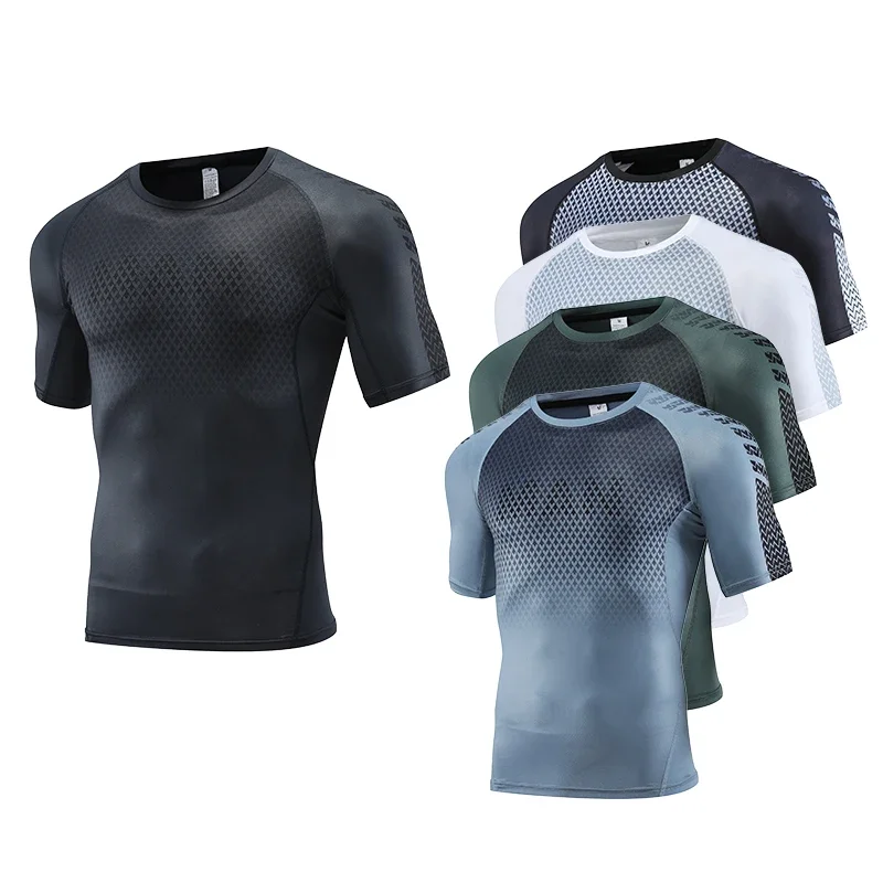 T Shirt Tight Fit - メンズスポーツTシャツ,トップ,コンプレッションガーメント,ランニング,タイト,ジョギング
