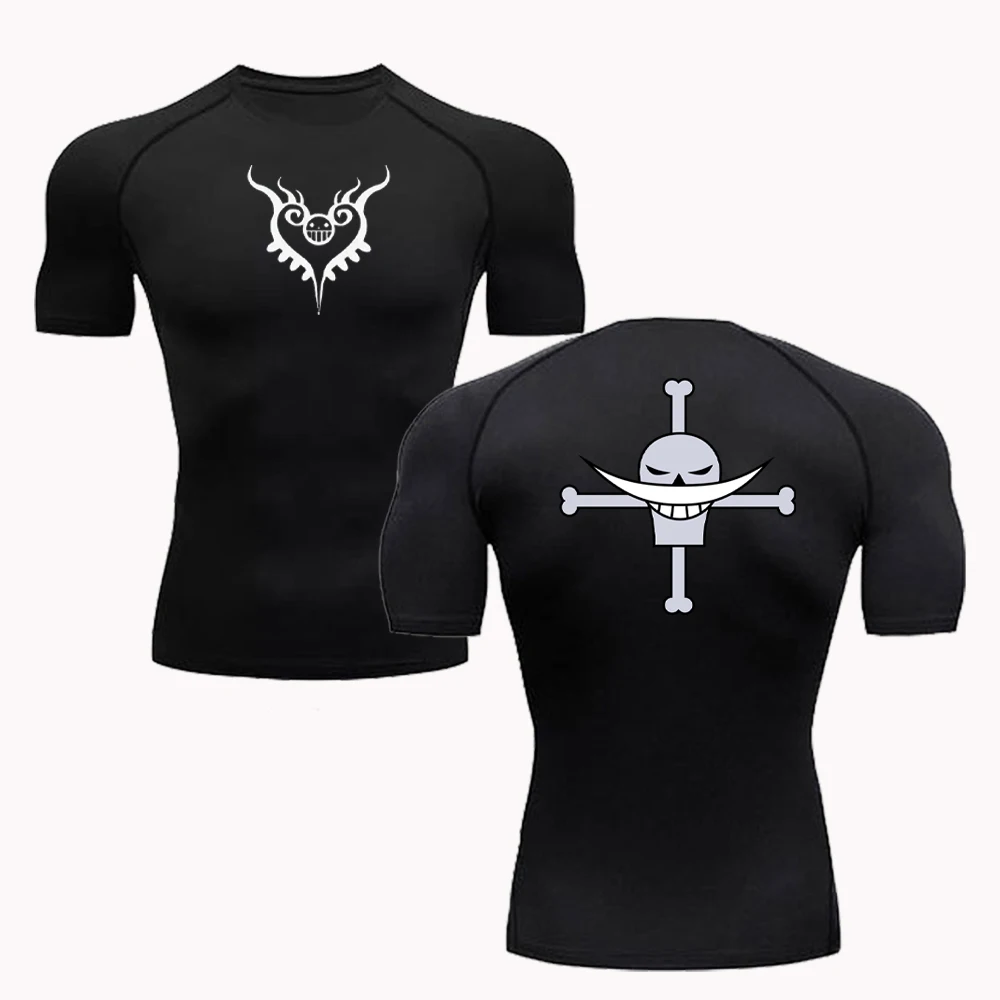T Shirt Tight Fit - 夏男性日焼け防止服アニメ Tシャツフィットネス速乾性ランニングフィットネス Tシャツスポーツタイトラッシュガード S-3XL