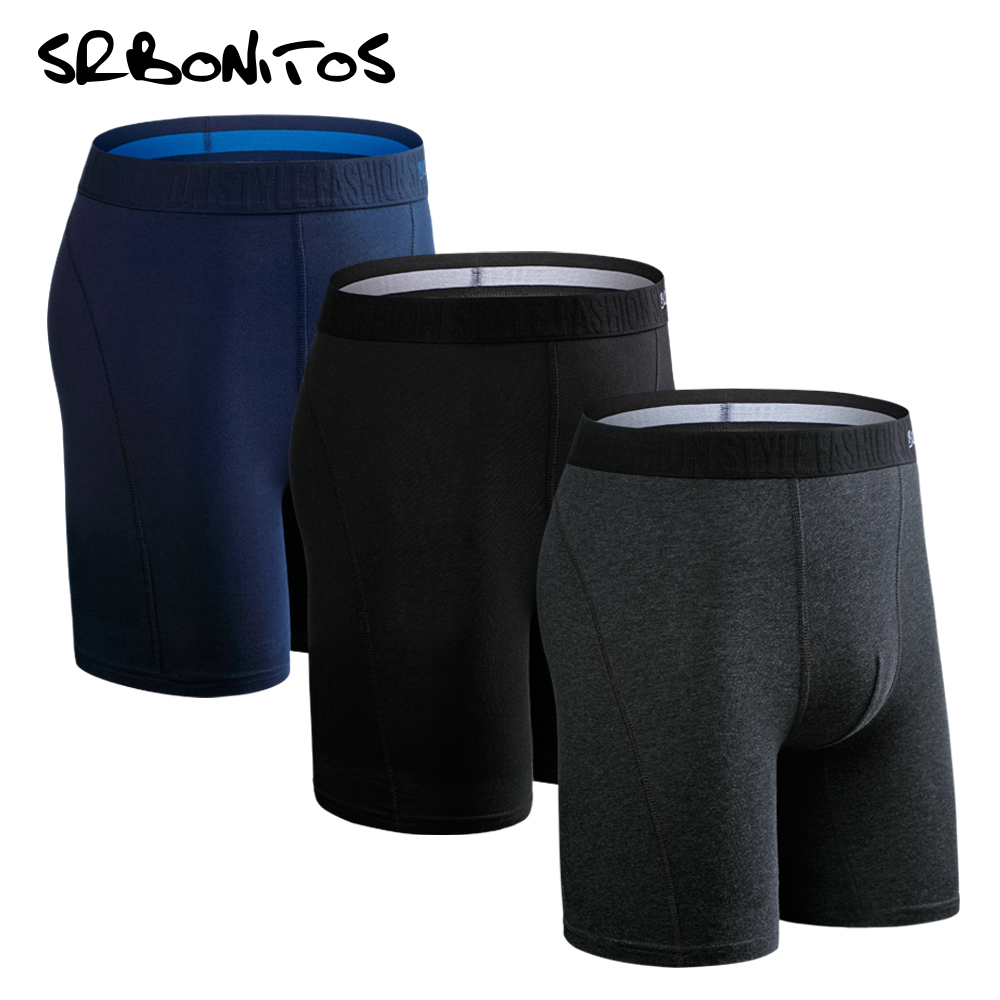 Boxer Brief Pack Cotton - 3 個セットロングレッグボクサーパンツ下着男性用綿パンツ男性のパンティーブランド下着ボクサーショーツセクシーなオムホット