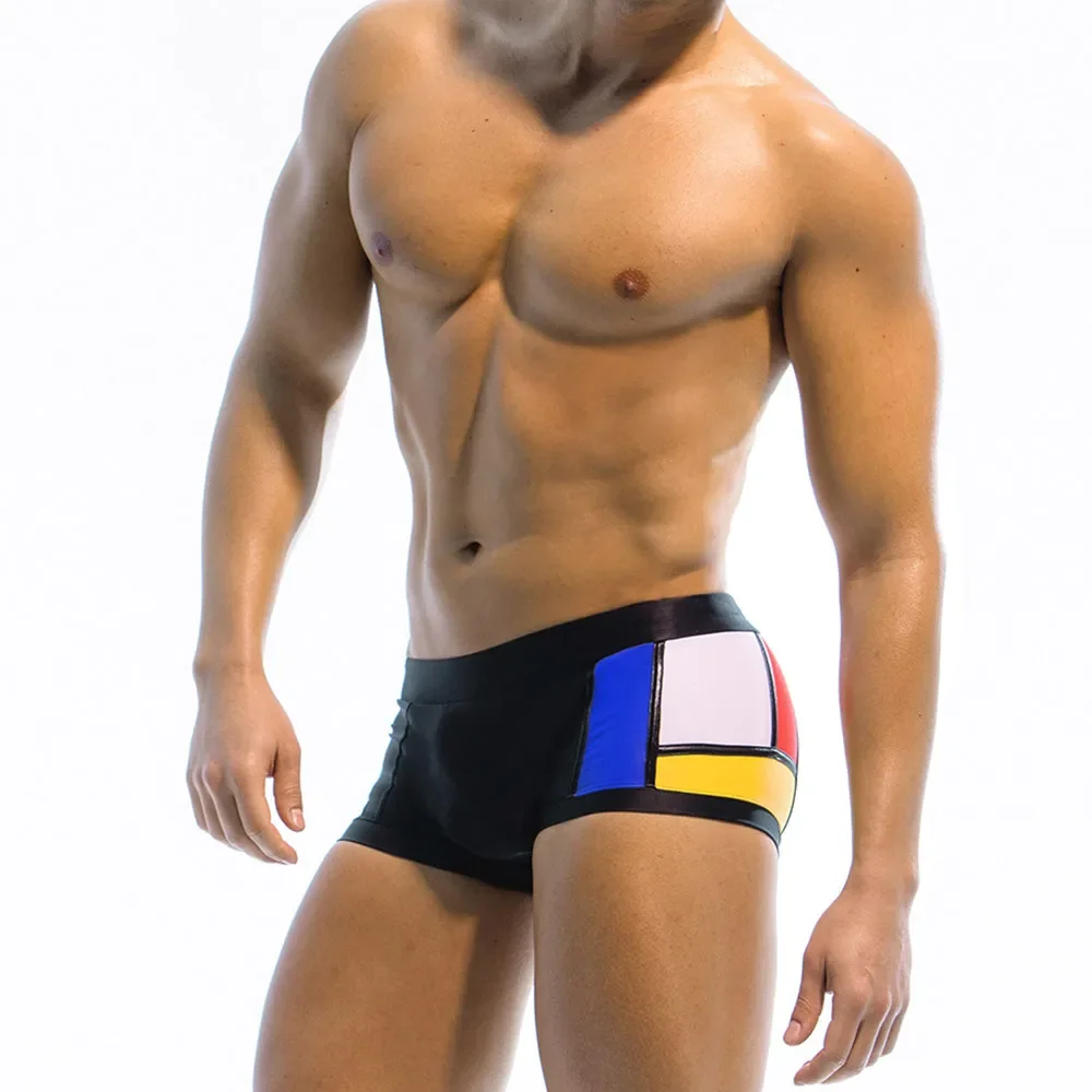 Boxer Shorts Modal - メンズカラーブロックサーフショーツパンツ、水着、水着、ボクサー水着、ブリーフ、スクエアレッグ水着、ボードショーツ、パンツ