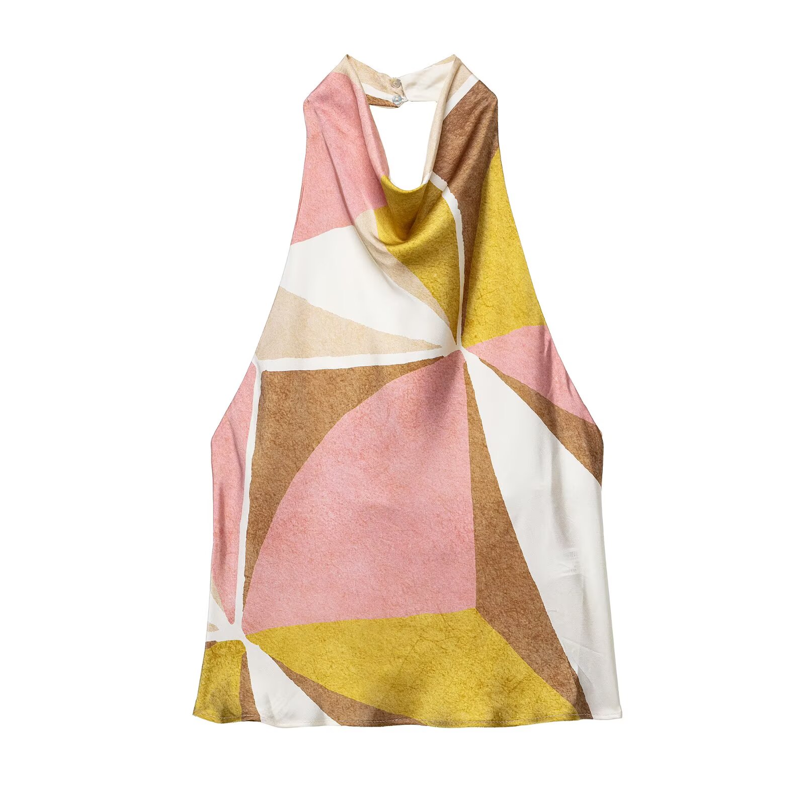 Suspender Tank Top - Zevity 2025 レディース シックな幾何学模様プリント ホルターネック キャミソール