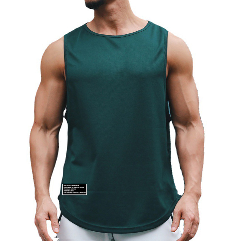 Sleeveless Undershirt - 男性ジムシングレットボディービルストリンガータンクトップスポーツノースリーブシャツプリントマッスルトップスランニングベスト男性フィットネス服