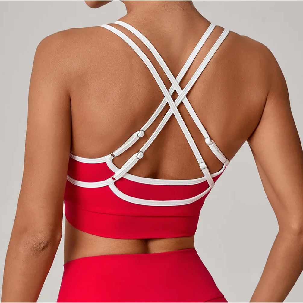 スポーツブラ女性ヨガブラコントラストジムスポーツブラ女性の背 - Quick Dry Underwear のレビューと価格