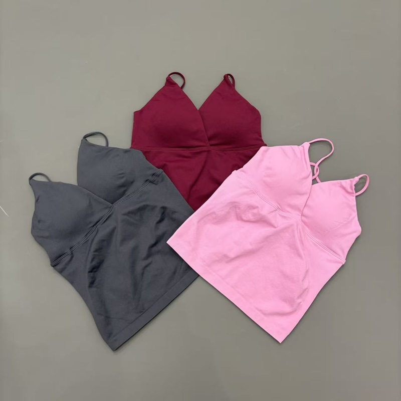 ビジョントゥイストフロントロングライントップジムスポーツヨガ - Suspender Tank Top のレビューと価格