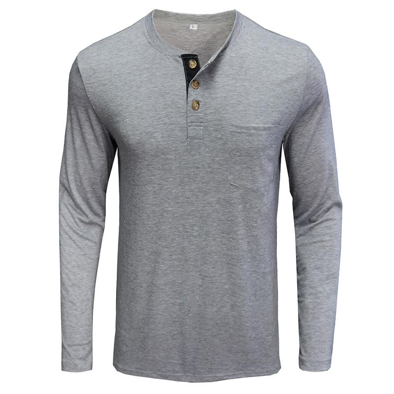 メンズ長袖ヘンリースタイル Tシャツ コットン スリムフィッ - Undershirt Crew Neck のレビューと価格