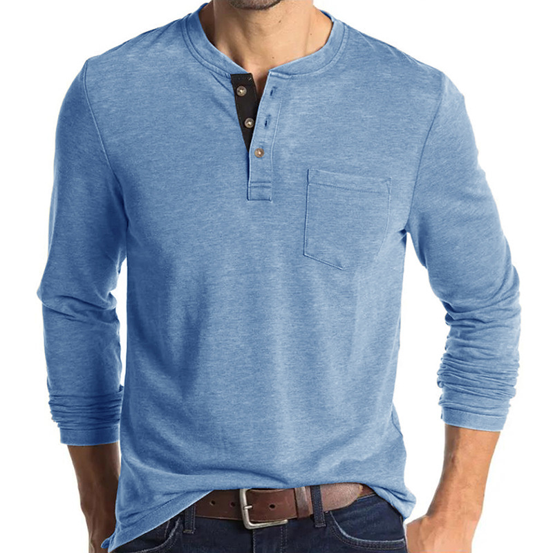 メンズ長袖ヘンリースタイル Tシャツ コットン スリムフィッ - Undershirt Crew Neck のレビューと価格