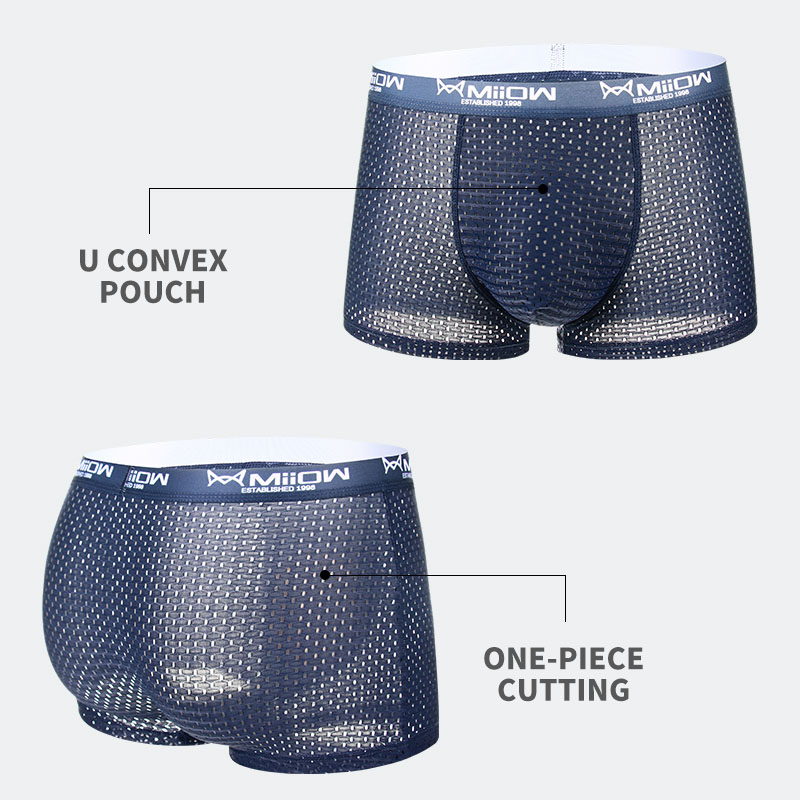 Miiow-メンズ抗菌下着、通気性ボクサー、メッシュパンティ - Boxer Shorts Modal のレビューと価格