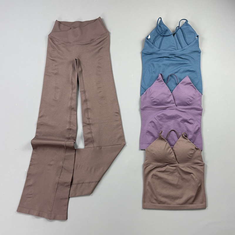 2ピース レディース シームレス ヨガ ワークアウトセット  - Suspender Tank Top のレビューと価格