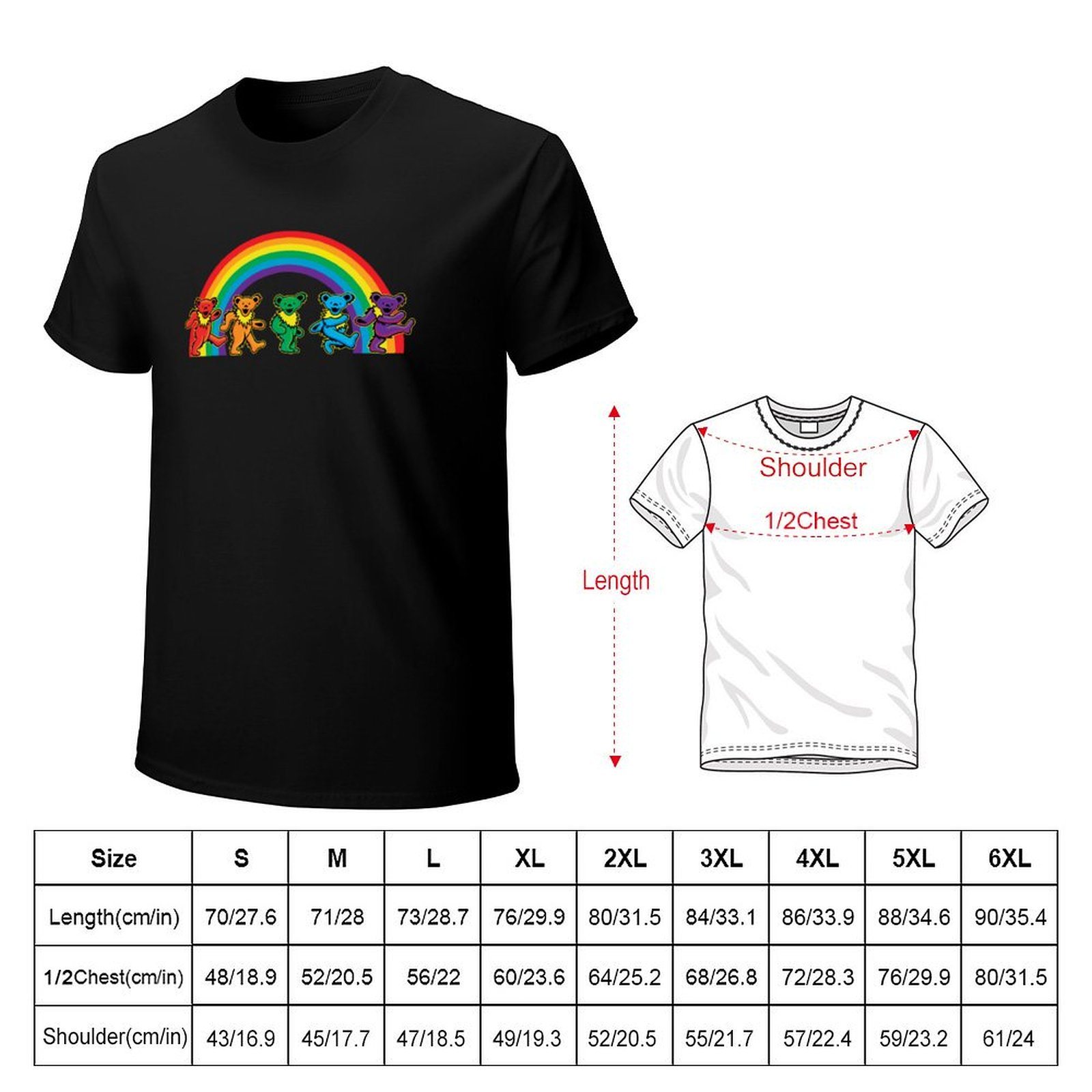 虹の下を歩くクマ Tシャツ 快適なベーシッククルーネックTシ - Undershirt Crew Neck のレビューと価格